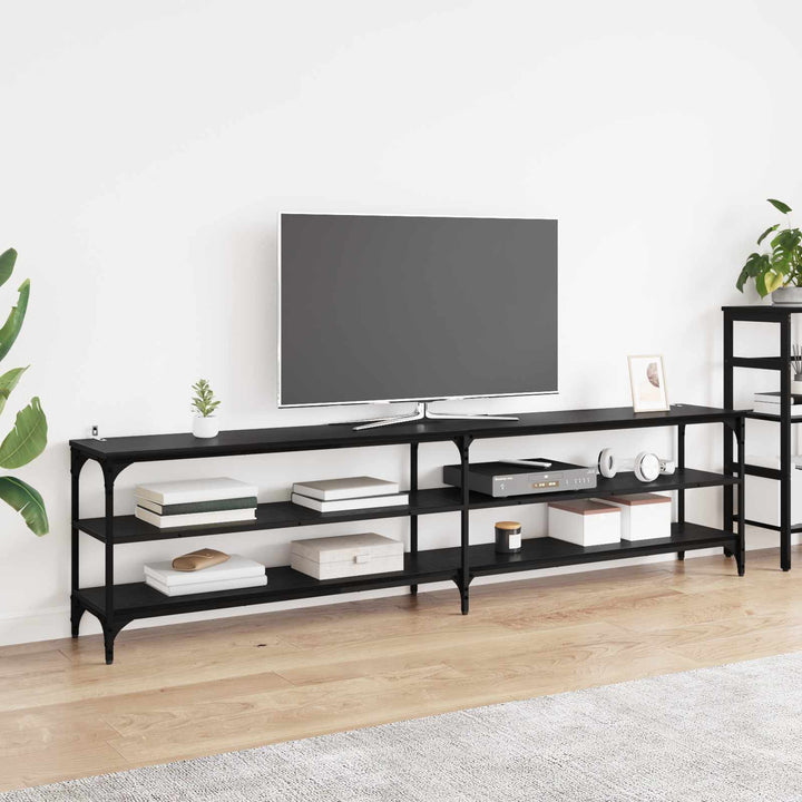 TV-skab 200 x 30 x 50 cm Sort eg Ingeniørt træ og jern