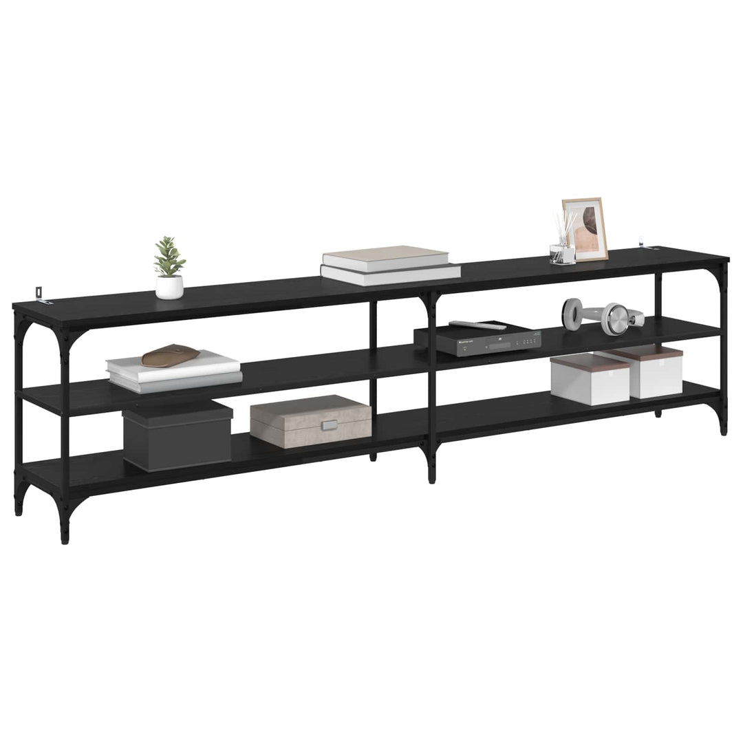 TV-skab 200 x 30 x 50 cm Sort eg Ingeniørt træ og jern