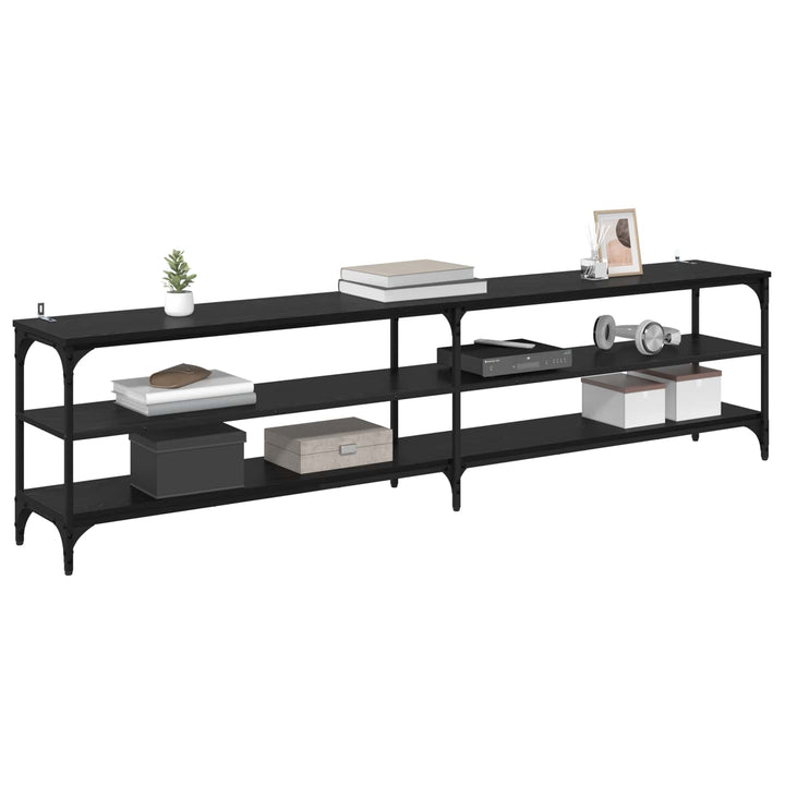 TV-skab 200 x 30 x 50 cm Sort eg Ingeniørt træ og jern