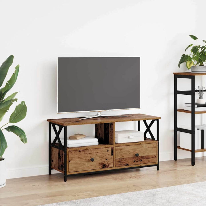TV-skab Gammelt træ 90 x 33 x 45 cm Ingeniørtræ og stål