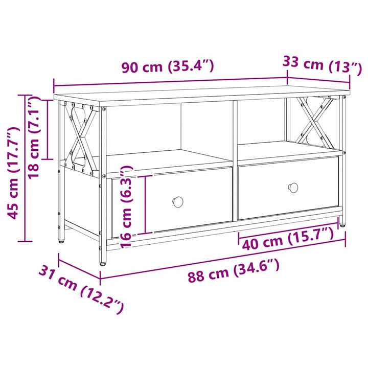 TV-skab Gammelt træ 90 x 33 x 45 cm Ingeniørtræ og stål