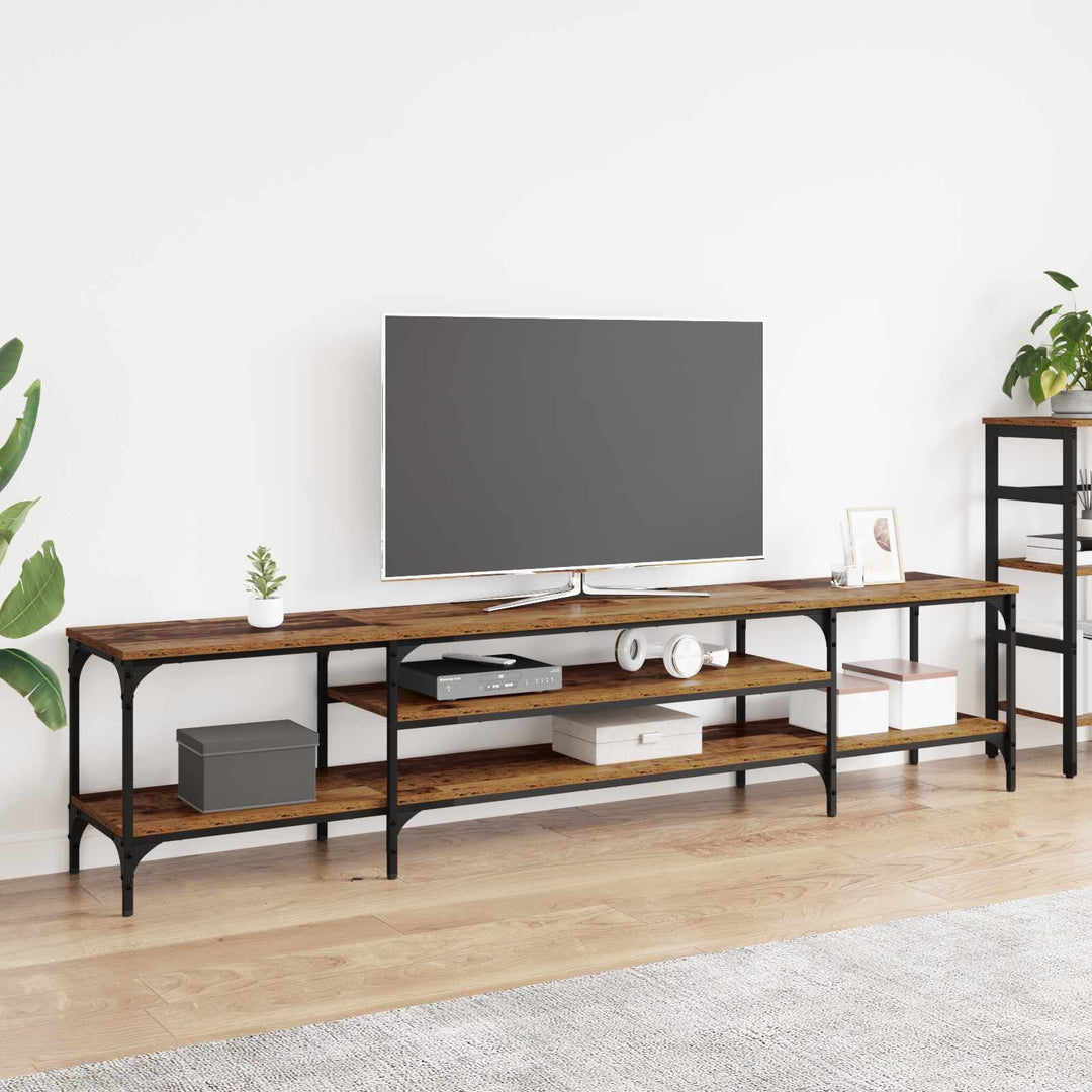 TV-skab Gammelt træ 201 x 35 x 45 cm Ingeniørt træ og jern