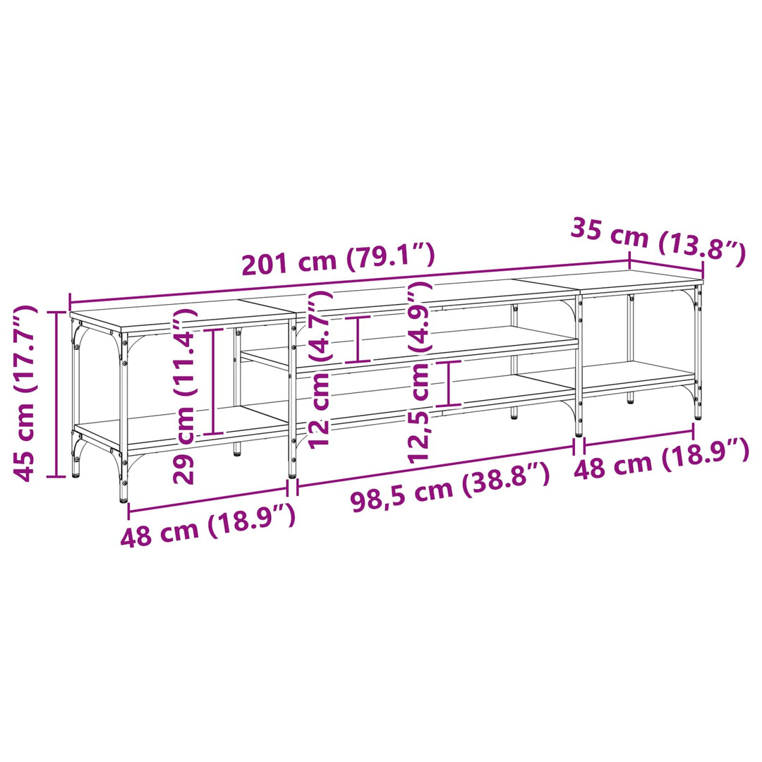 TV-skab Gammelt træ 201 x 35 x 45 cm Ingeniørt træ og jern