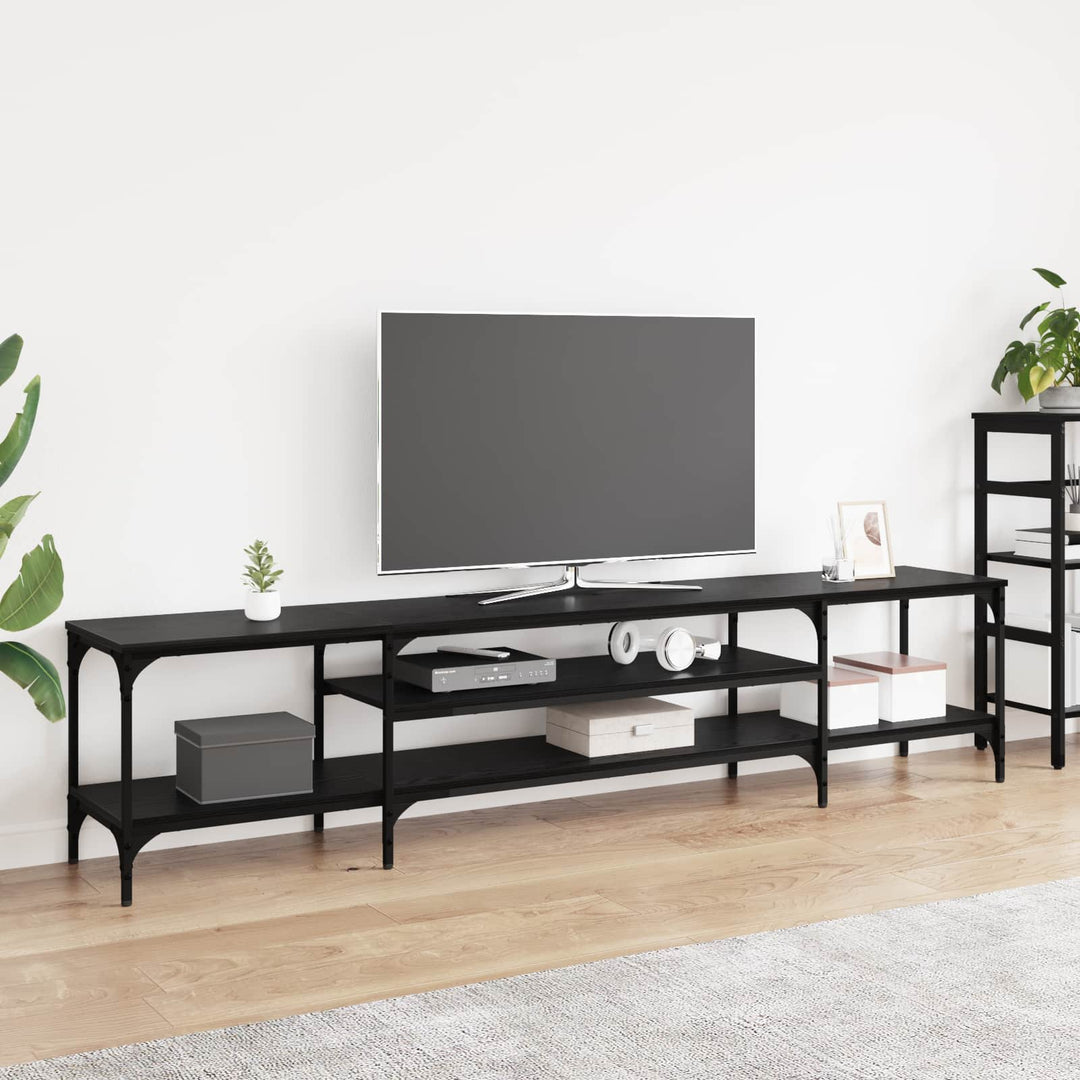 TV-skab Sort eg 201 x 35 x 45 cm Ingeniørt træ og jern