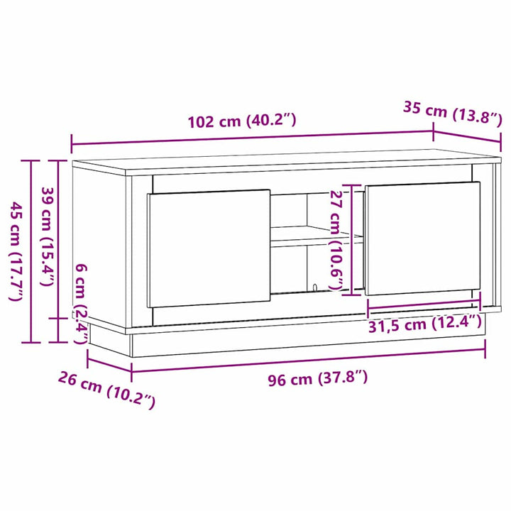 TV-skab Gammelt træ 102 x 35 x 45 cm Konstrueret træ