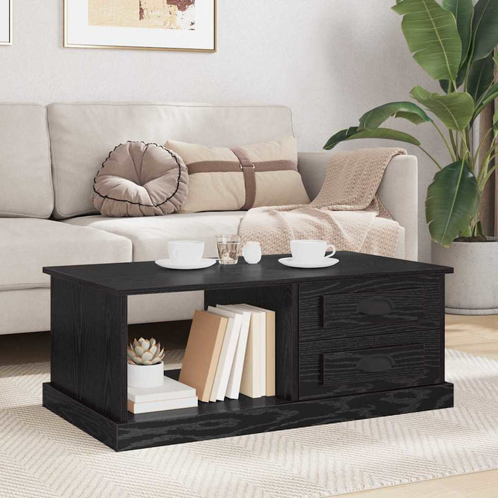 Sofabord med skuffe Sort eg 90 x 50 x 35 cm Konstrueret træ