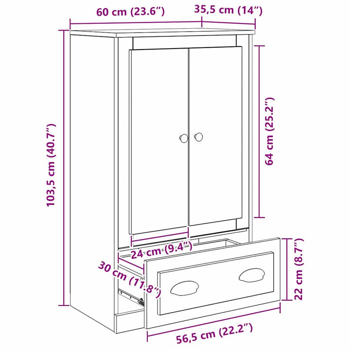 Highboard Gammelt træ 60 x 35,5 x 103,5 cm Konstrueret træ