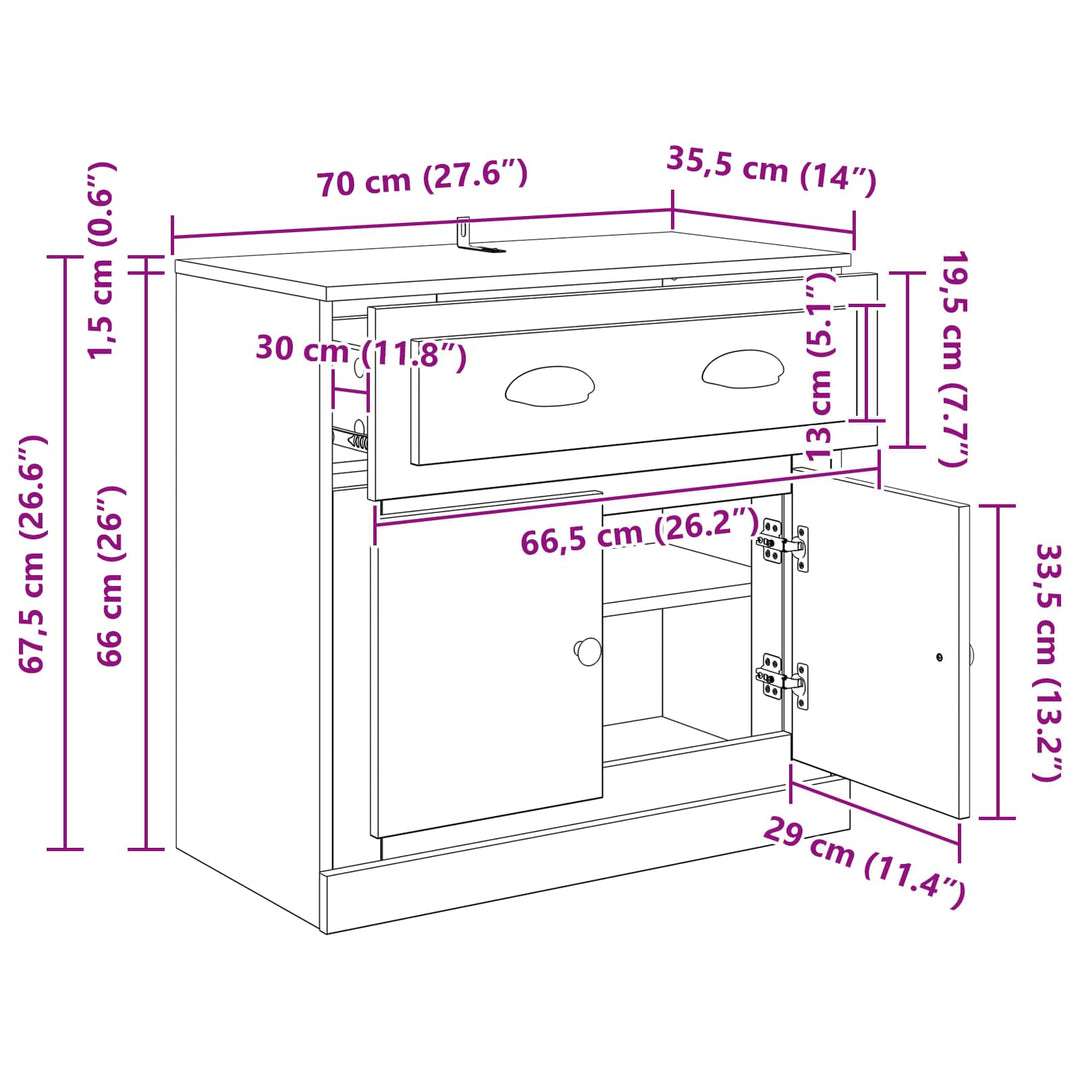 Highboard Gammelt træ 70 x 35,5 x 67,5 cm Konstrueret træ