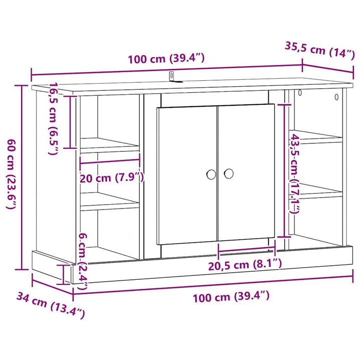 Sideboard Sort eg 100 x 35,5 x 60 cm Konstrueret træ
