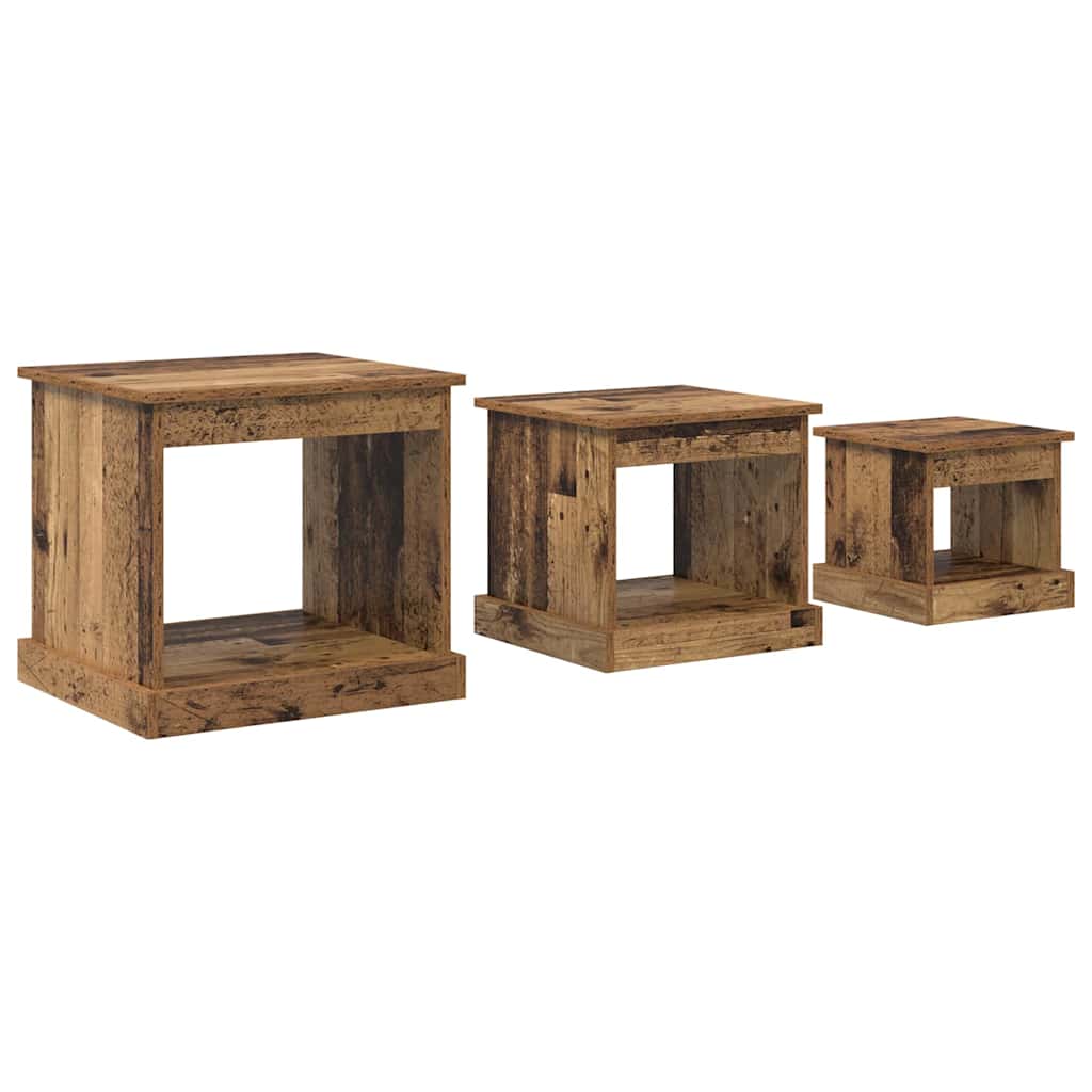 Sofabord 3 pcs Gammelt træ Konstrueret træ
