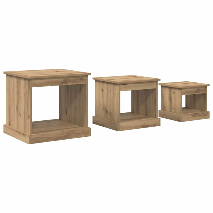 Sofabord 3 stk. Artisan Egetræ 48 x 45 x 45 cm Konstrueret træ