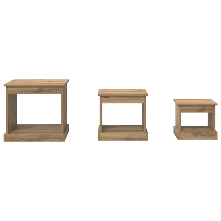Sofabord 3 stk. Artisan Egetræ 48 x 45 x 45 cm Konstrueret træ