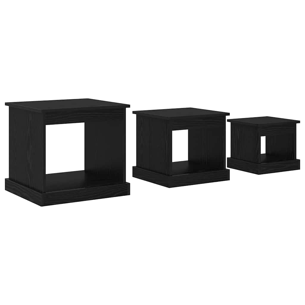 Sofabord 3 pcs Sort eg Konstrueret træ