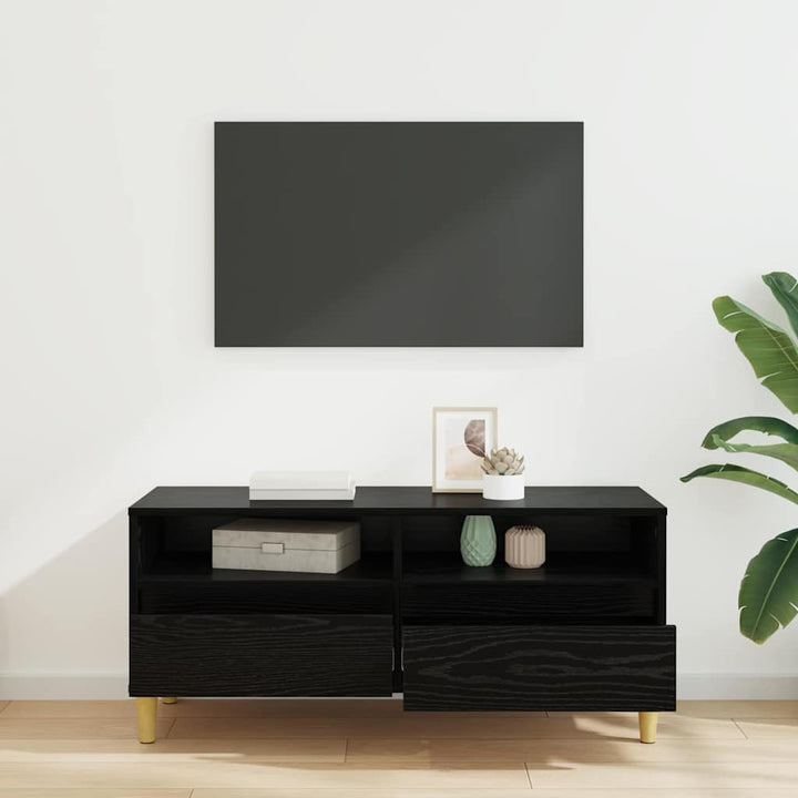 TV-skab med skuffe Sort eg 100 x 34,5 x 44,5 cm Konstrueret træ