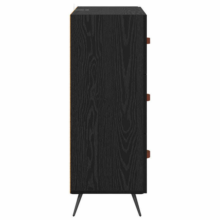 Skuffeskab med skuffe Sort Eg 69,5 x 34 x 90 cm Konstrueret træ