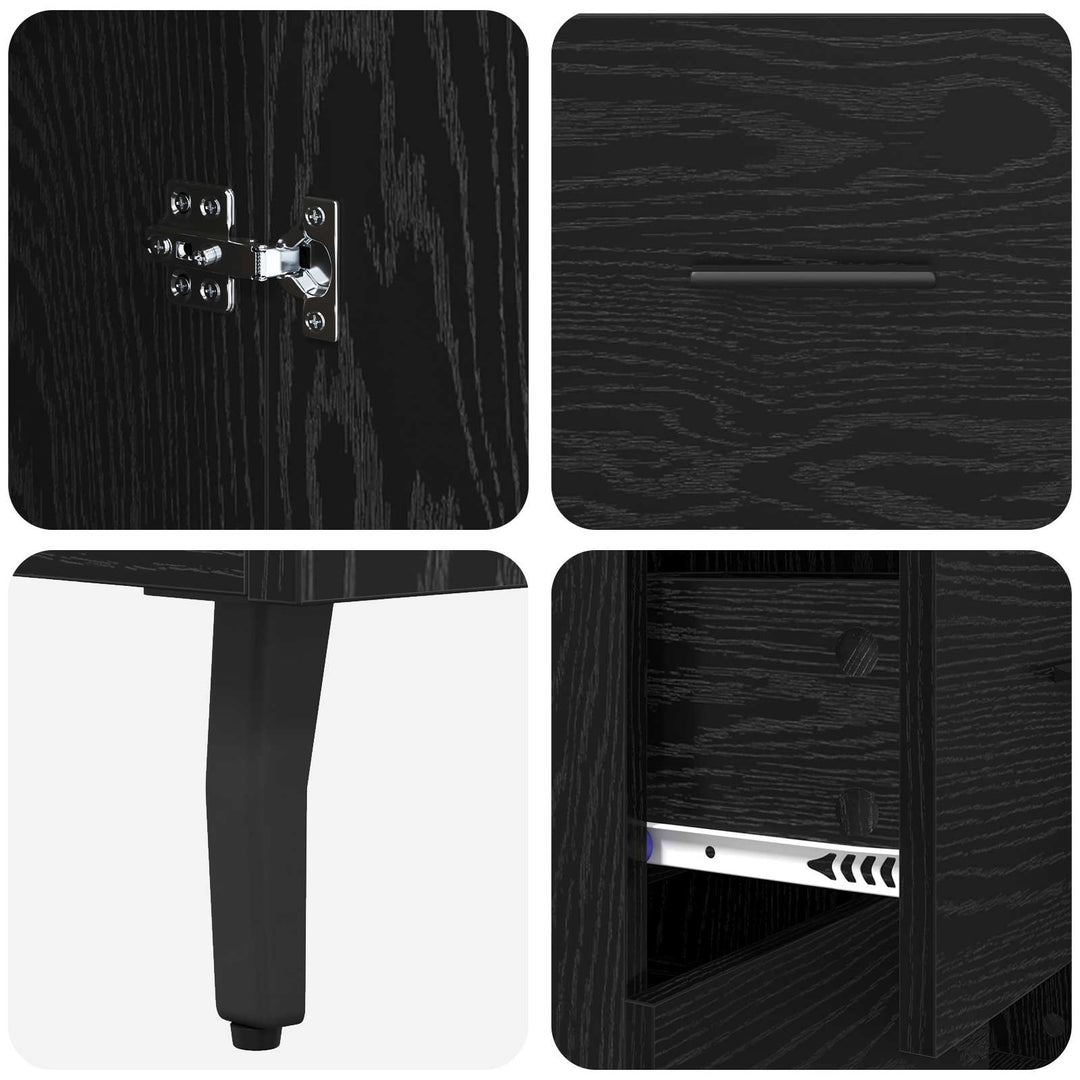 Sideboard Sort eg 69,5 x 34 x 90 cm Ingeniørt træ og jern