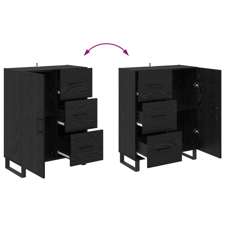 Sideboard Sort eg 69,5 x 34 x 90 cm Ingeniørt træ og jern