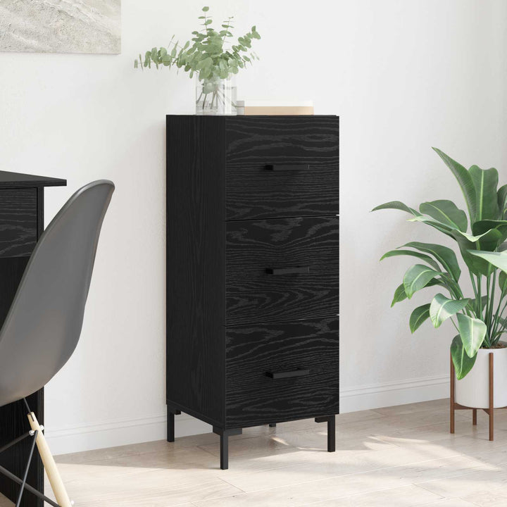 Sideboard med skuffe Sort eg 34,5 x 34 x 90 cm Konstrueret træ
