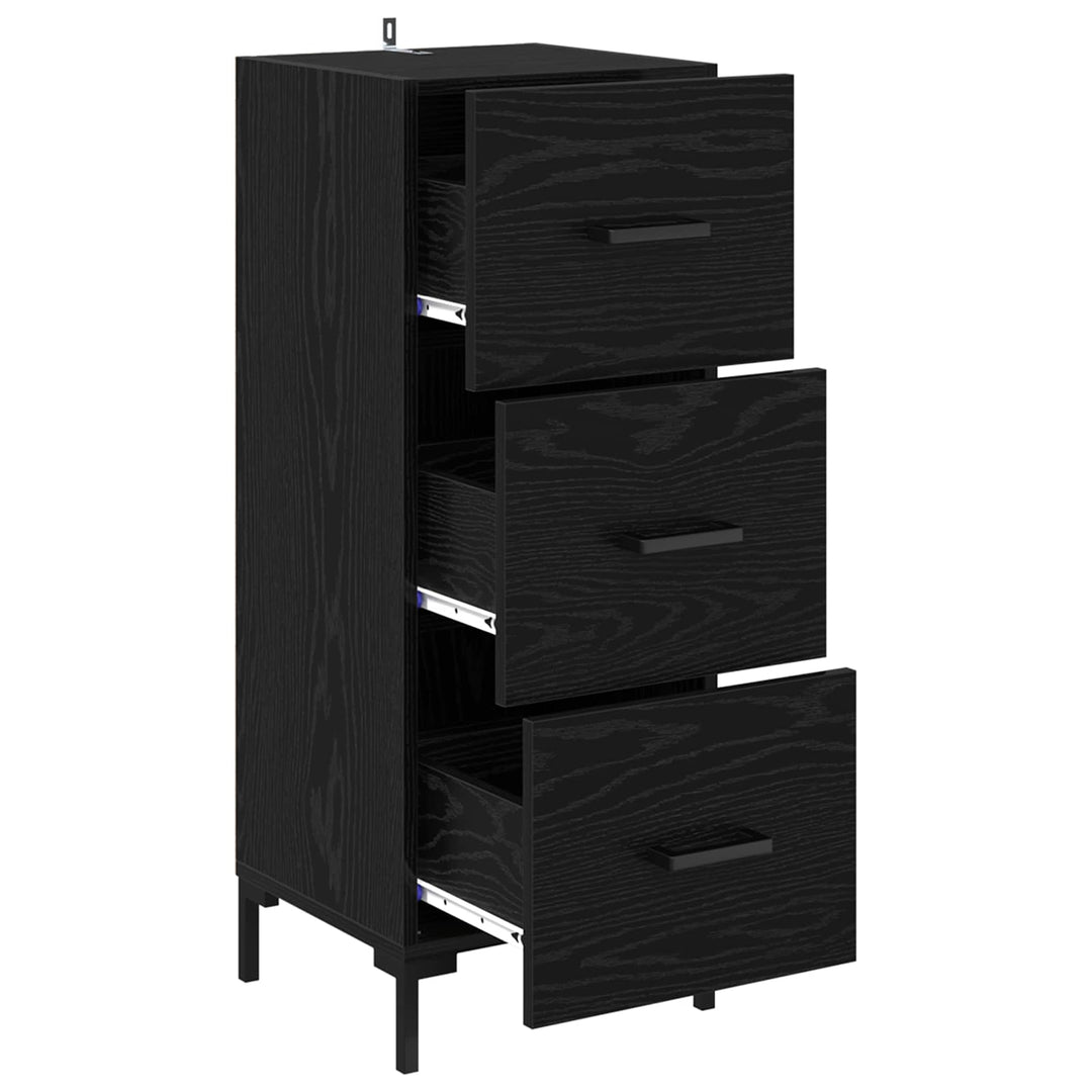 Sideboard med skuffe Sort eg 34,5 x 34 x 90 cm Konstrueret træ