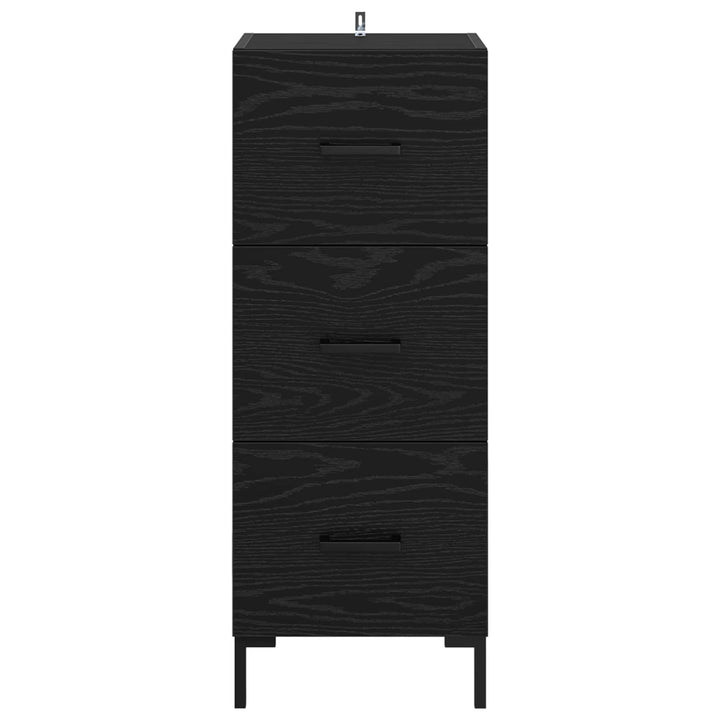 Sideboard med skuffe Sort eg 34,5 x 34 x 90 cm Konstrueret træ