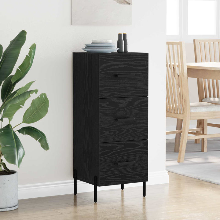 Sideboard med skuffe Sort eg 34 x 34.5 x 90 cm Konstrueret træ