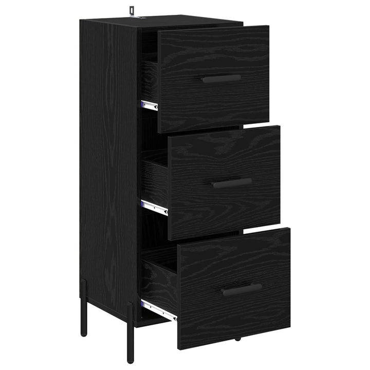 Sideboard med skuffe Sort eg 34 x 34.5 x 90 cm Konstrueret træ