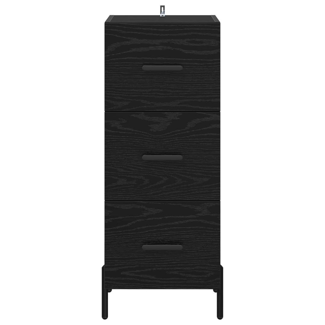 Sideboard med skuffe Sort eg 34 x 34.5 x 90 cm Konstrueret træ