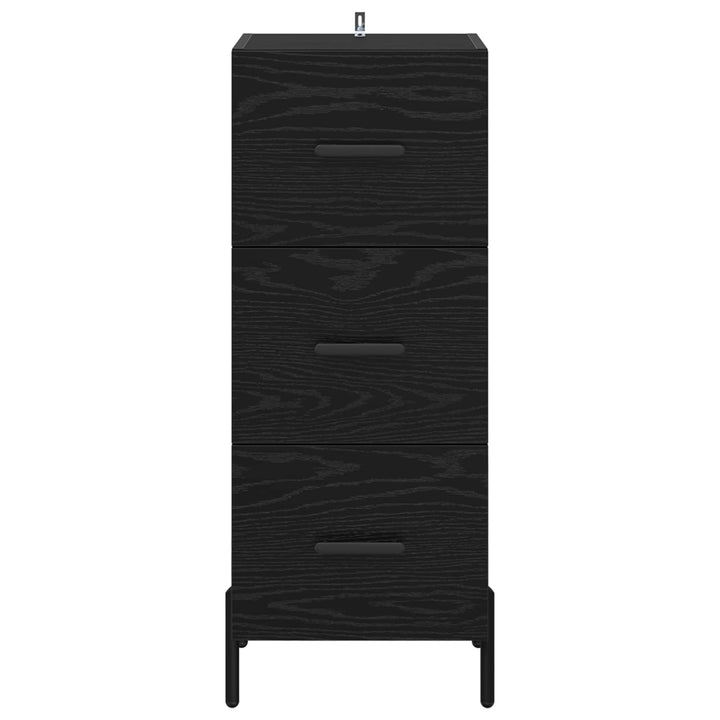 Sideboard med skuffe Sort eg 34 x 34.5 x 90 cm Konstrueret træ