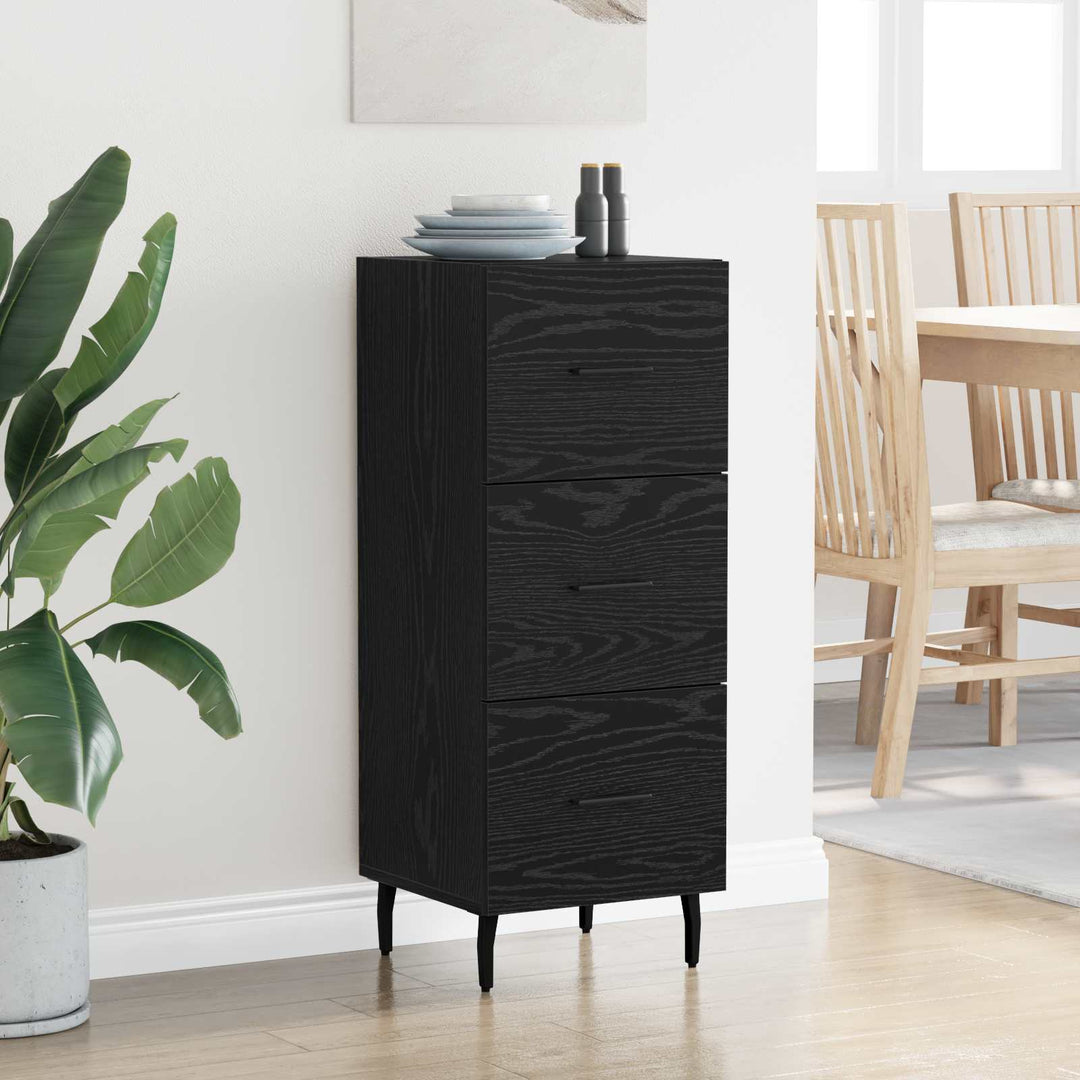Sideboard med skuffe Sort eg 34 x 34.5 x 90 cm Konstrueret træ