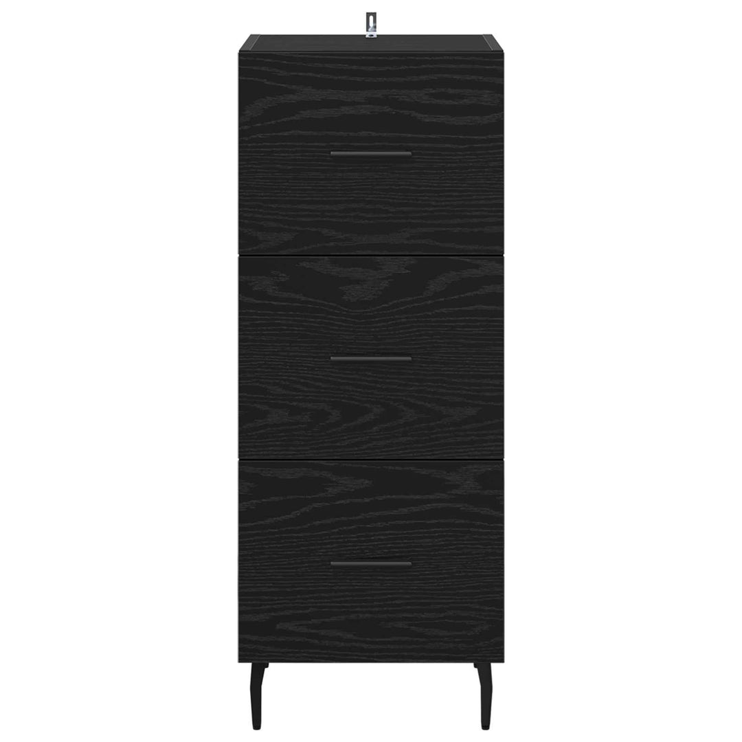 Sideboard med skuffe Sort eg 34 x 34.5 x 90 cm Konstrueret træ