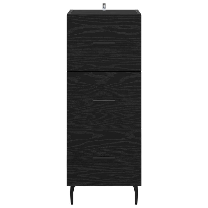 Sideboard med skuffe Sort eg 34 x 34.5 x 90 cm Konstrueret træ