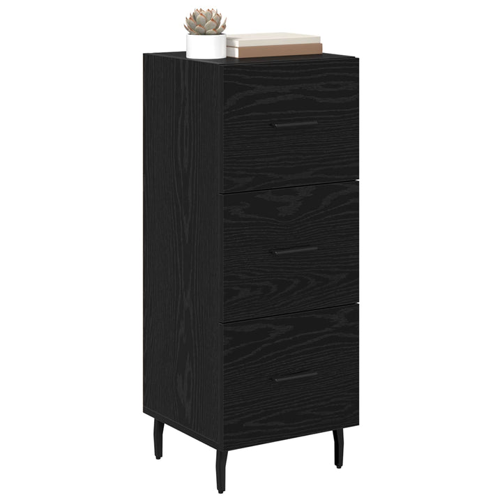 Sideboard med skuffe Sort eg 34 x 34.5 x 90 cm Konstrueret træ