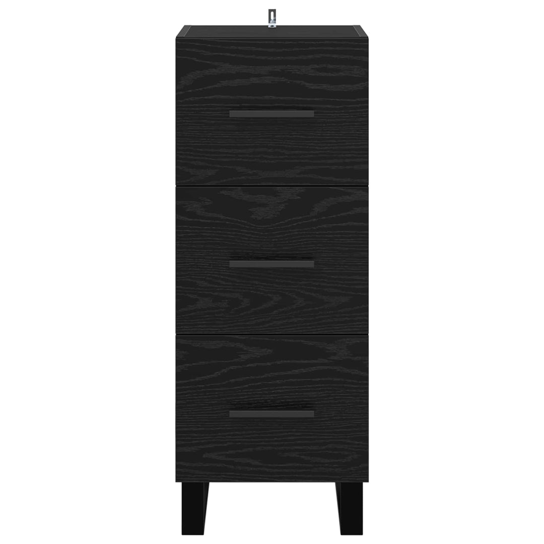 Sideboard Sort eg 34,5 x 34 x 90 cm Ingeniørt træ og jern