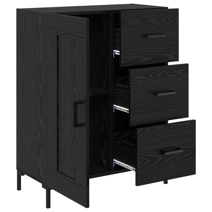 Sideboard med skuffe Sort eg 69.5 x 34 x 90 cm Konstrueret træ