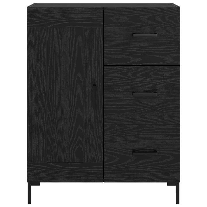 Sideboard med skuffe Sort eg 69.5 x 34 x 90 cm Konstrueret træ