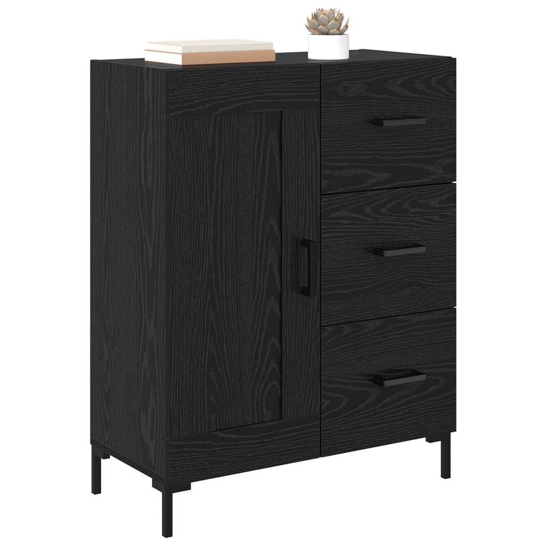 Sideboard med skuffe Sort eg 69.5 x 34 x 90 cm Konstrueret træ