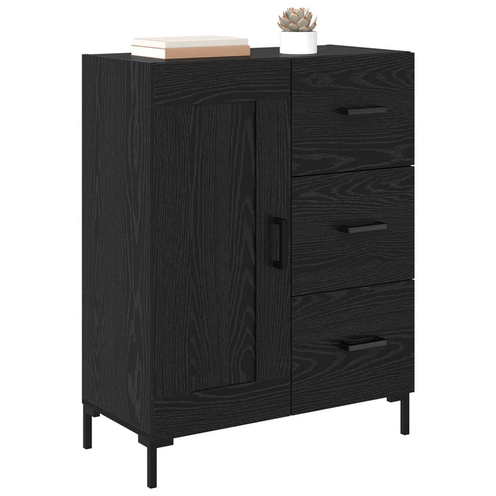 Sideboard med skuffe Sort eg 69.5 x 34 x 90 cm Konstrueret træ