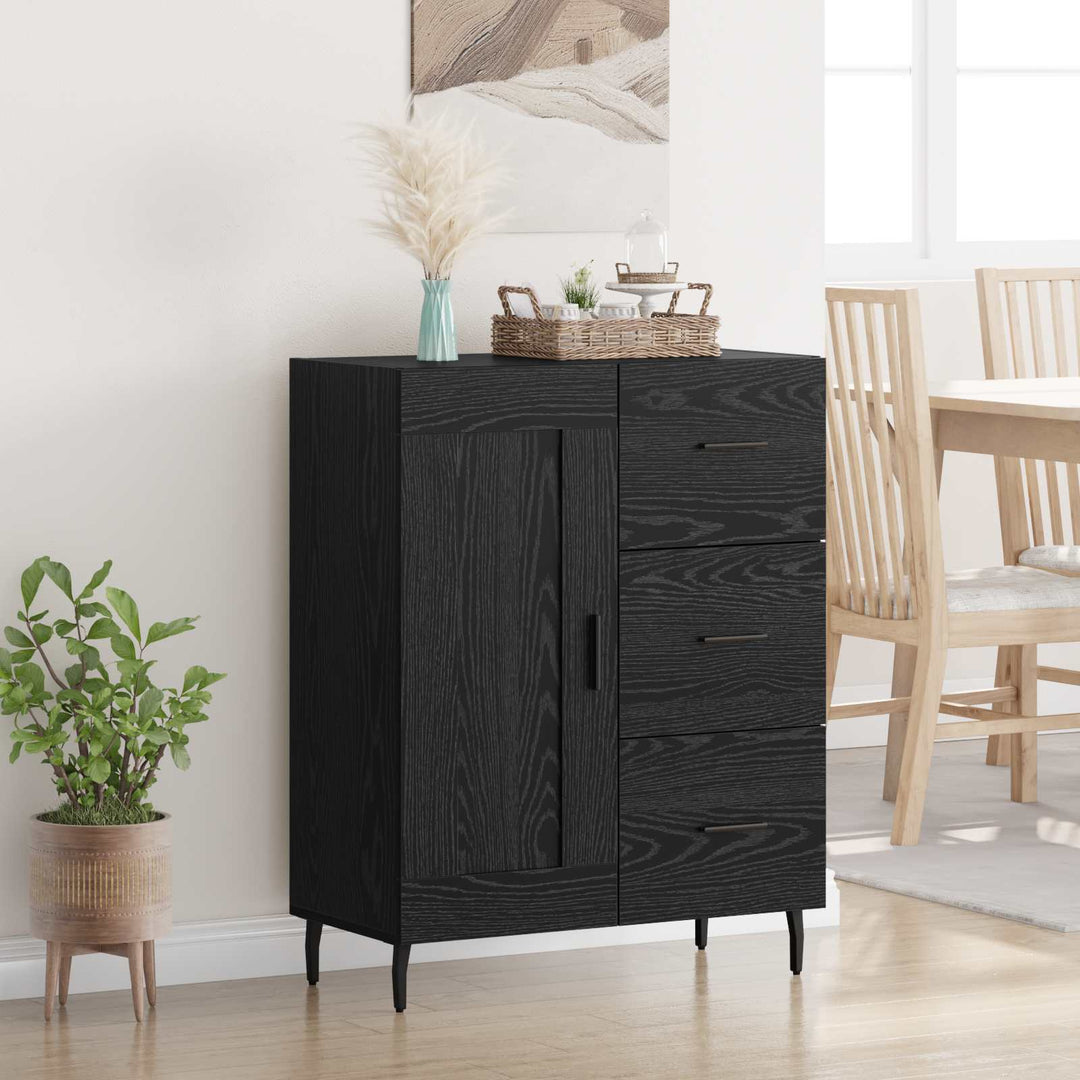 Sideboard Sort eg 69,5 x 34 x 90 cm Ingeniørt træ og jern