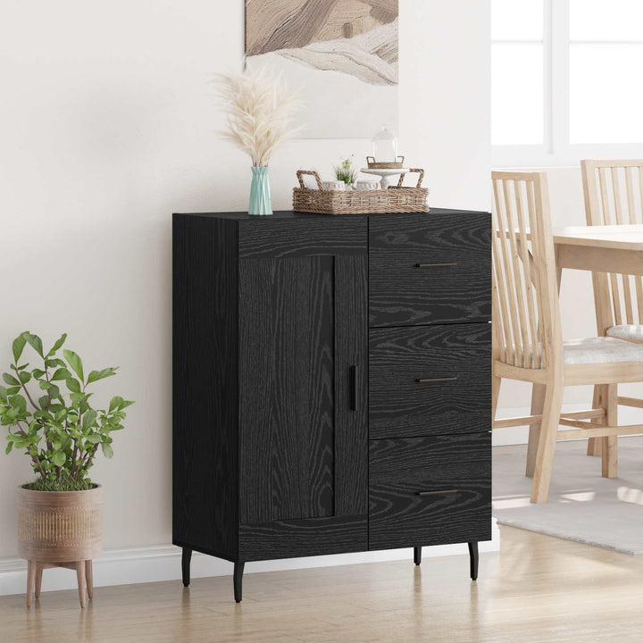 Sideboard Sort eg 69,5 x 34 x 90 cm Ingeniørt træ og jern
