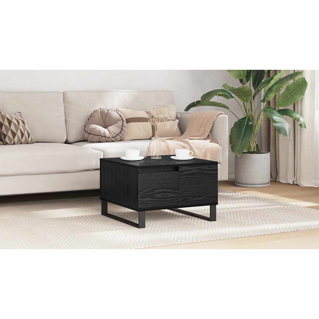 Sofabord med skuffe Sort eg 55 x 55 x 36,5 cm Konstrueret træ