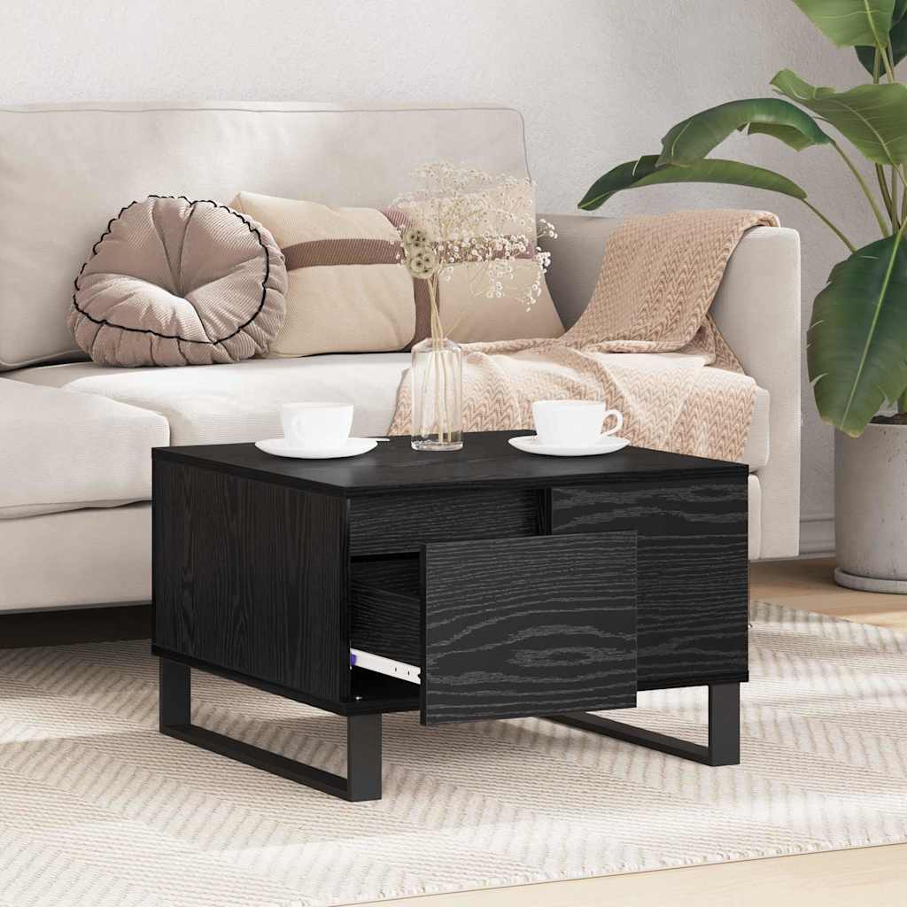 Sofabord med skuffe Sort eg 55 x 55 x 36,5 cm Konstrueret træ