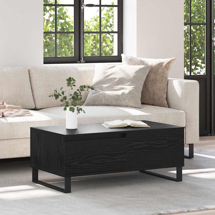 Sofabord med skuffe Sort eg 90 x 50 x 36,5 cm Konstrueret træ