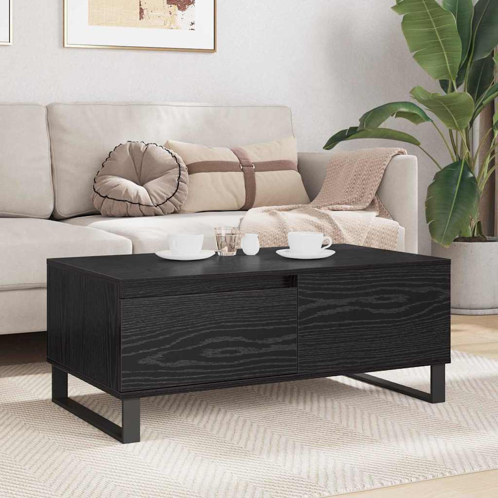 Sofabord med skuffe Sort eg 90 x 50 x 36,5 cm Konstrueret træ