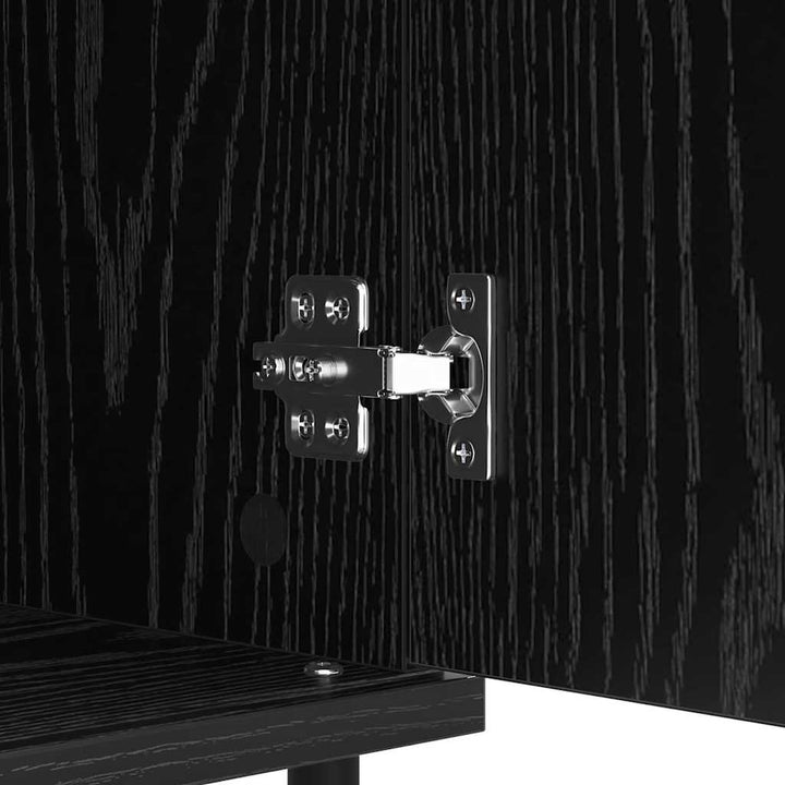 Sideboard 2 stk. Sort eg 40 x 35 x 70 cm Ingeniørt træ og jern
