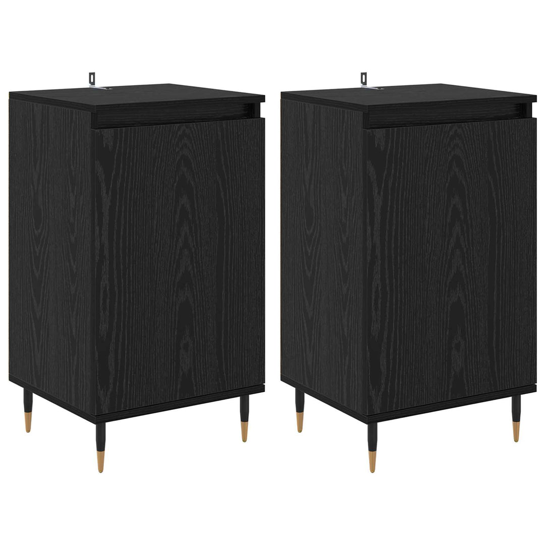 Sideboard 2 stk. Sort eg 40 x 35 x 70 cm Ingeniørt træ og jern