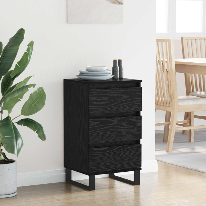 Sideboard med skuffe Sort eg Konstrueret træ