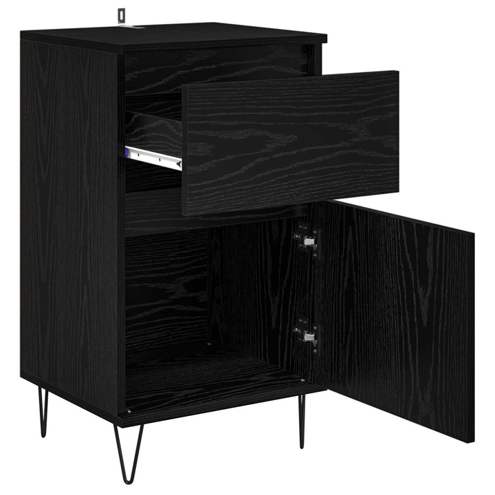 Sideboard med skuffe Sort eg 35 x 40 x 70 cm Konstrueret træ