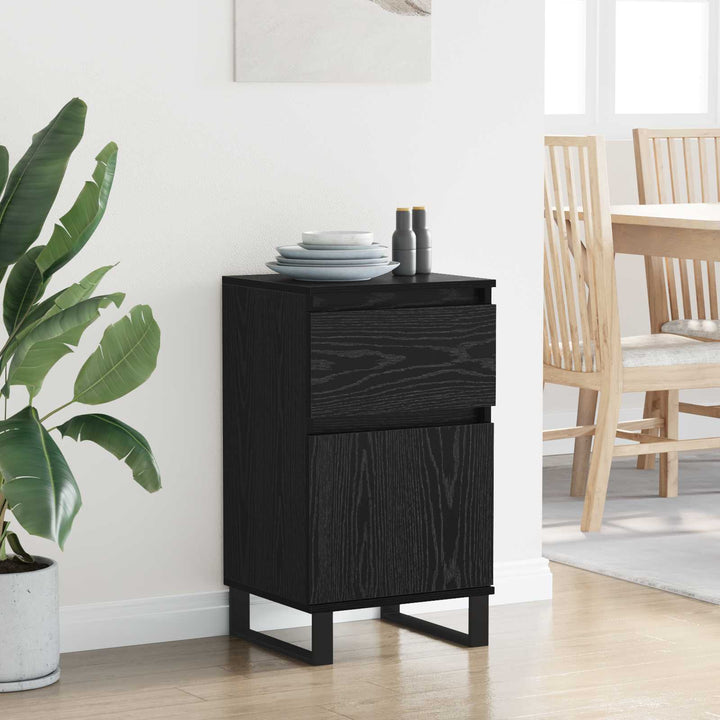Sideboard med skuffe Sort eg 35 x 40 x 70 cm Konstrueret træ