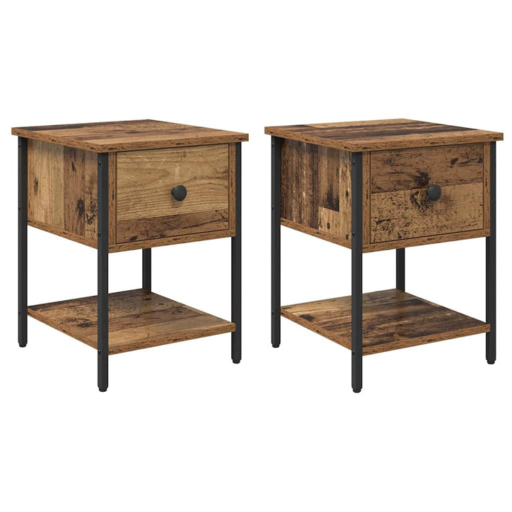 Sengebord 2 pcs Gammelt træ 34 x 35,5 x 45 cm Konstrueret træ