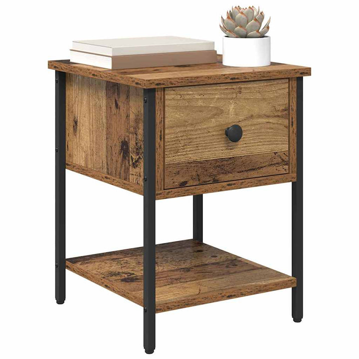 Sengebord 2 pcs Gammelt træ 34 x 35,5 x 45 cm Konstrueret træ